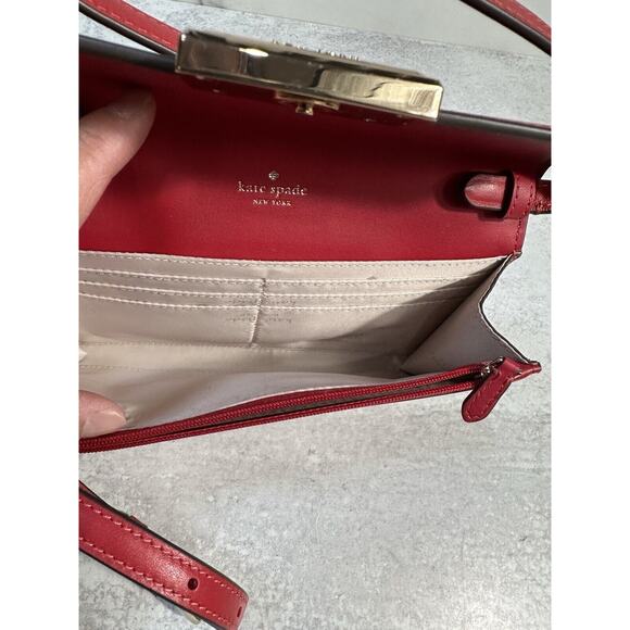 Kate Spade Reegan Smooth Leather Wallet Crossbody KB545 Candied Cherry Red NEW - Picture 5 of 9